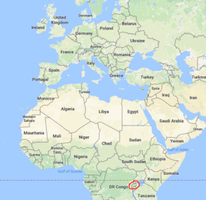Rwanda on a map